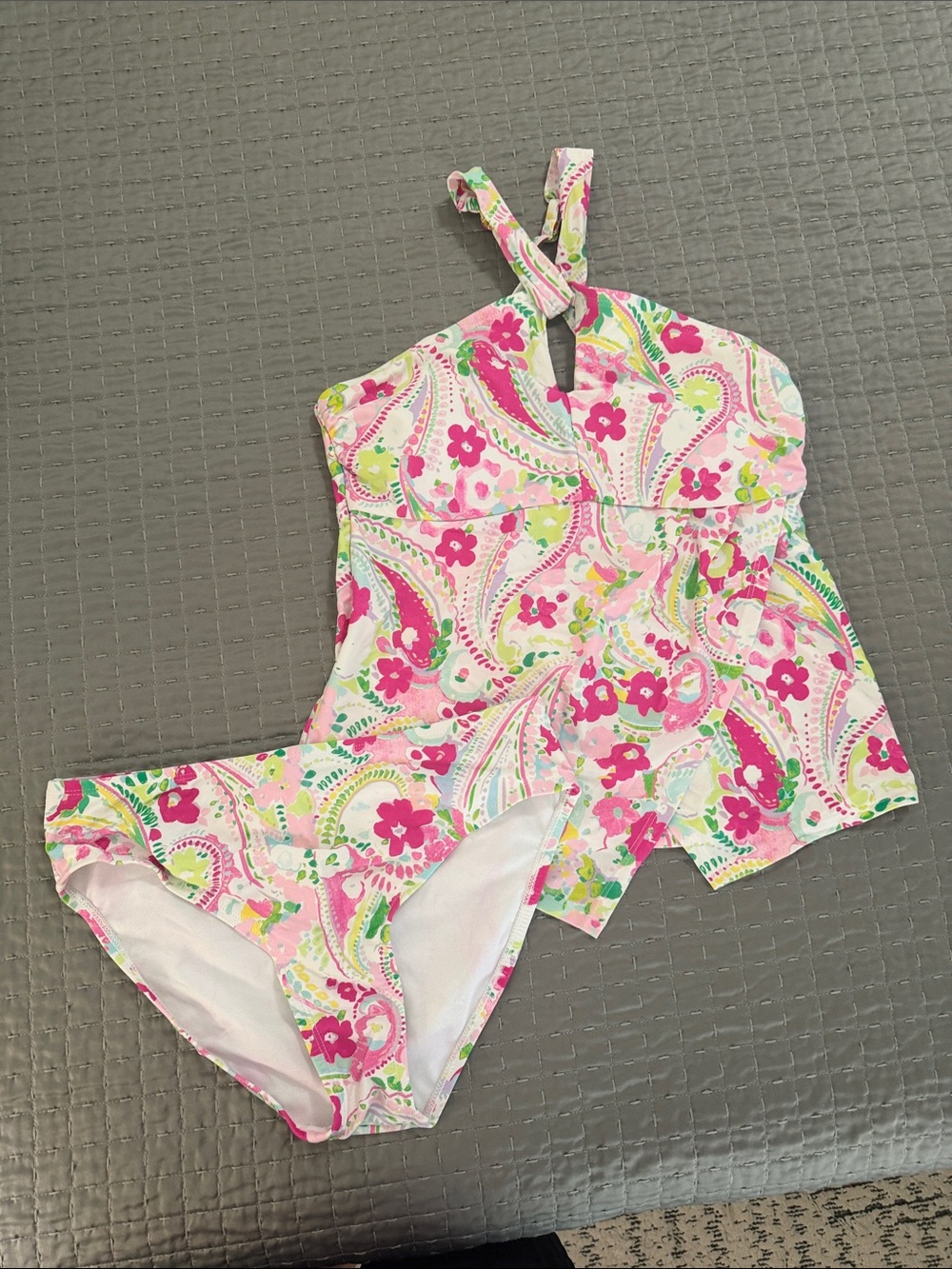 Pink Floral Paisley Tankini Swim Set